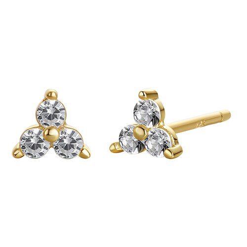 Echt 925 Sterling Zilveren Mini Lotus Stud Oorbellen Pave Crystal Cz 18K Vergulde Bruiloft Oorbellen Voor Vrouwen Sieraden: Gold Color