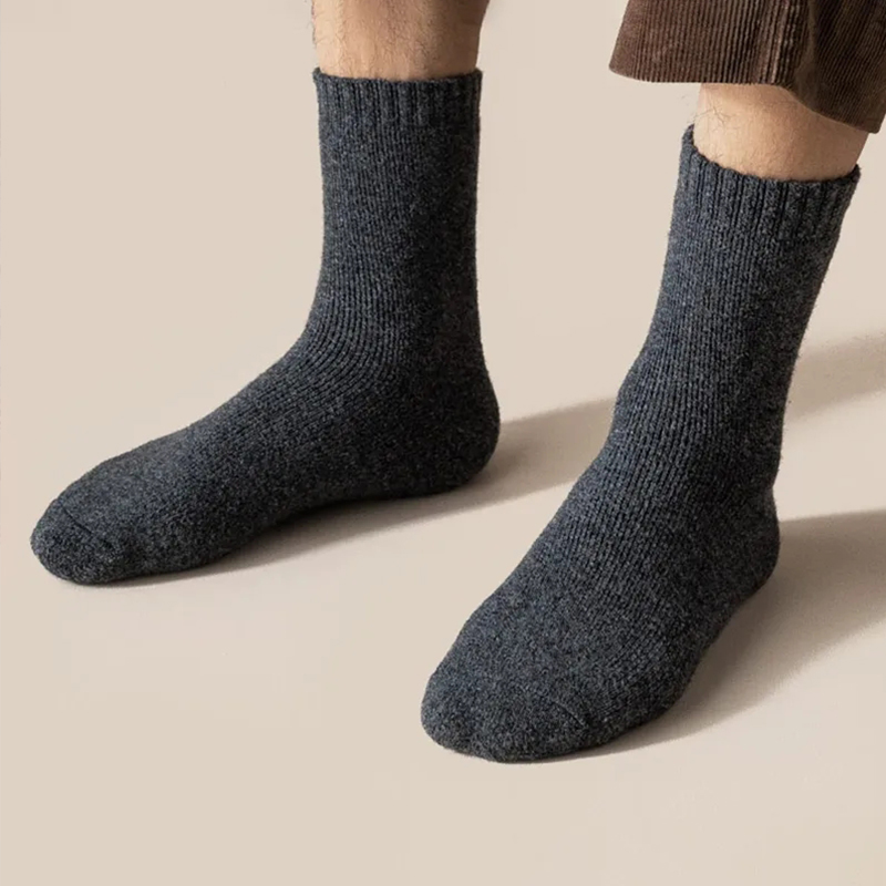 1 par de calcetines cálidos de invierno para mujer, calcetines de lana merina para hombre, súper gruesos, sólidos contra el frío, calcetines gruesos de felpa térmica para nieve