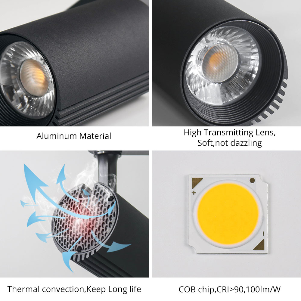 30W Track Light Rail Spotlight Lamp Systeem LED Track Lichten Armaturen Aluminium Spot Lampen Schoenen Doek fruit Winkel Night verlichting