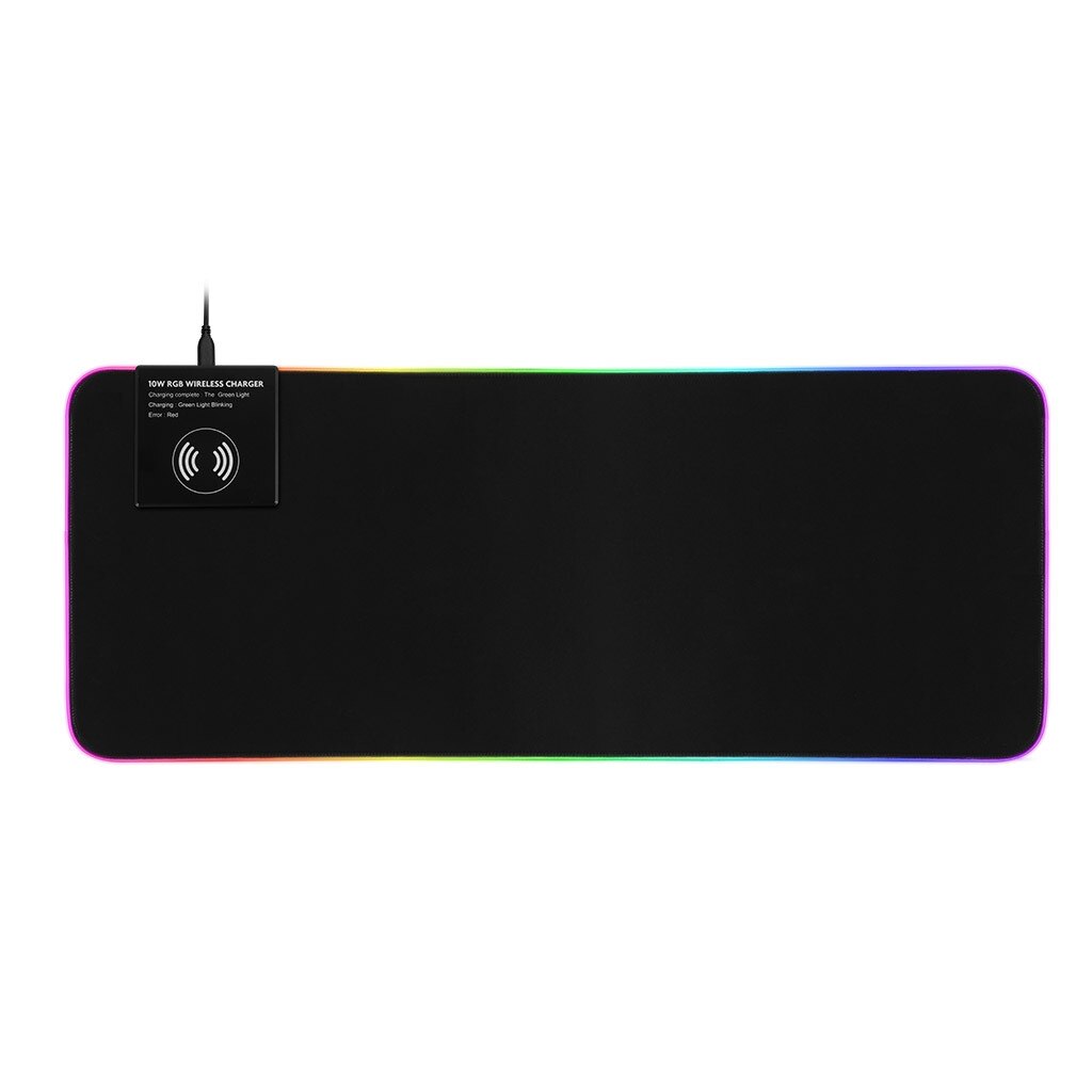 Qi Wireless Charger Large Extended RGB LED Lighting Keyboard Mat Gaming Mouse Pad 10W Quick Charging illuminated Mousepad Mats: Default Title