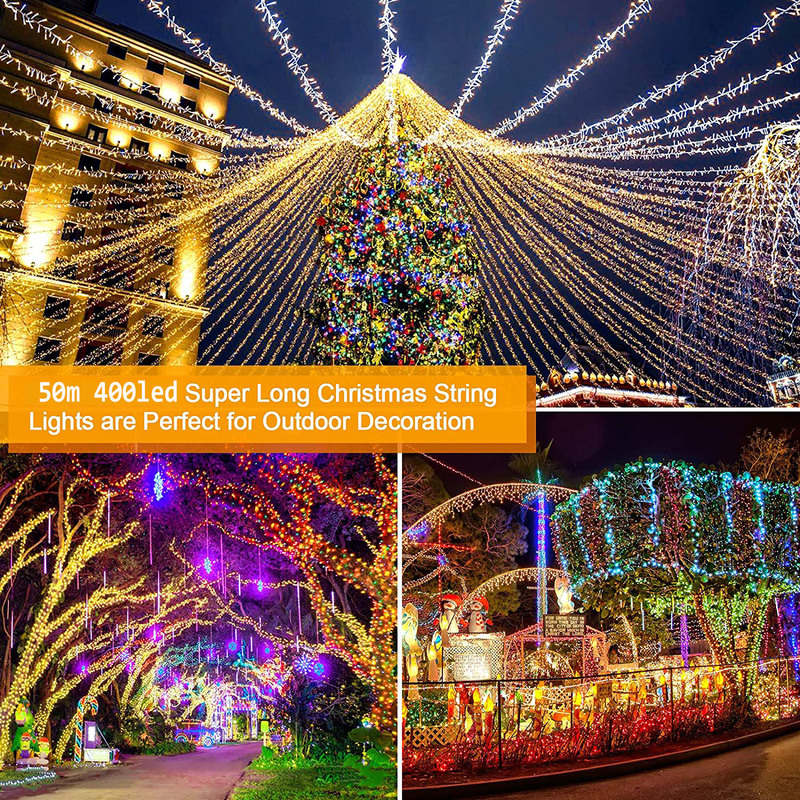 50M/400 LED Fee LED Schnur Licht Girlande draussen Wasserdicht Schnur für Weihnachten Weihnachten Hochzeit Licht Dekoration