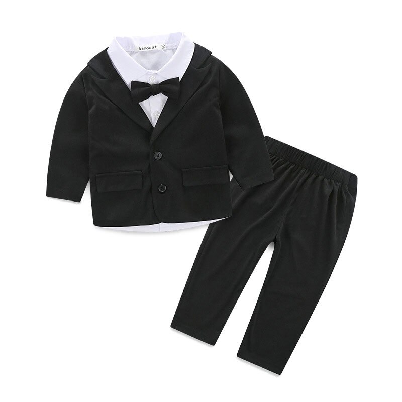 baby gutt klær sett småbarn gutter herre Bue slips dress 3 stykker barn gutter formell kjole til fødselsdag parti svart klær settene