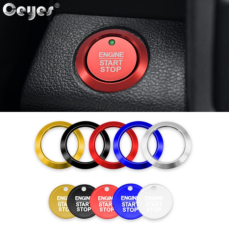 Ceyes Auto Styling Stickers Voor Ford F150 Focus Fiesta Ecosport Taurus Auto Motor Start Stop Knop Covers Ring Case Accessoires