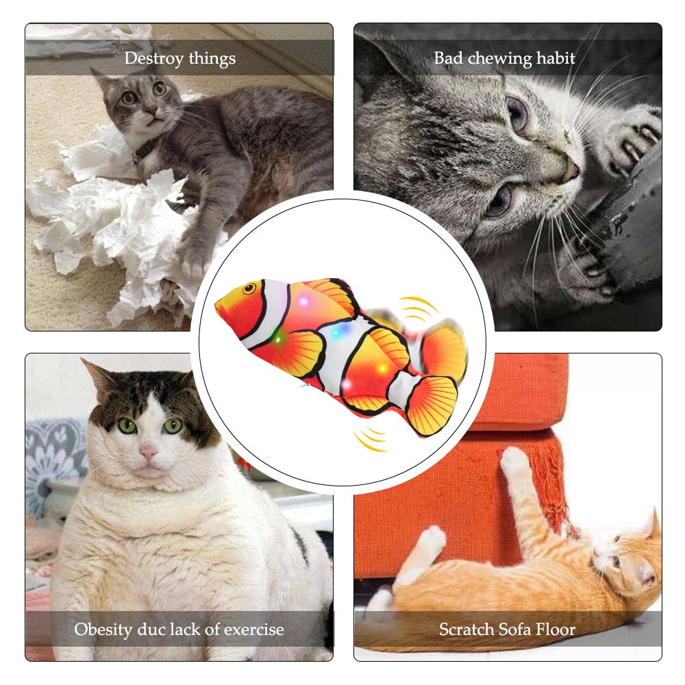 Pet Soft Electronic Fish Shape Cat Toy Electric USB Charging Simulation Fish Toys Funny Cat Chewing Playing Supplies Dropshiping