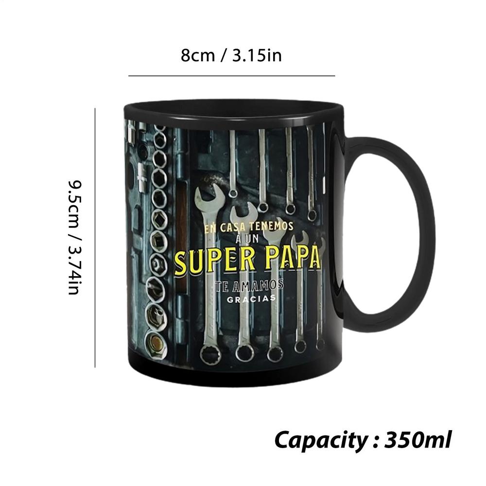 Taza negra mecánica, taza de café de cerámica negra para mecánica, caja de herramientas grande, taza de café, taza de té para whisky, cerveza, jugo, sopa, agua: BLANCO