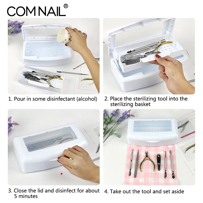 Pro stérilisateur à ongles plateau boîte stérilisant propre Nail Art Salon manucure nettoyant outil pour manucure outils alcool désinfection boîte