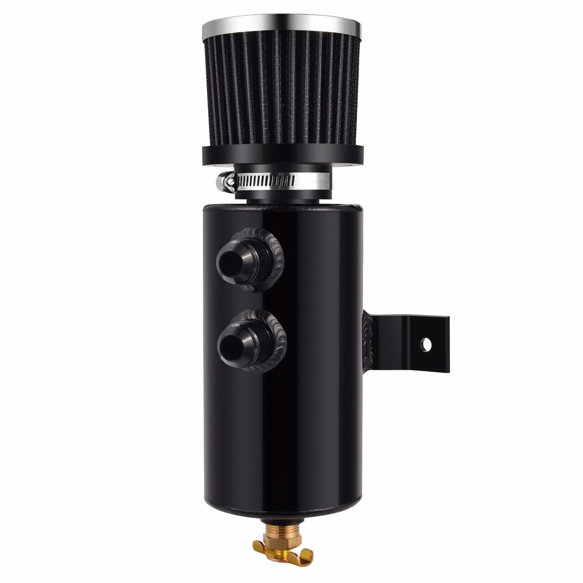 Univeral 2x AN10 Black Aluminium Car Baffled Engine Oil Catch Can 750ml