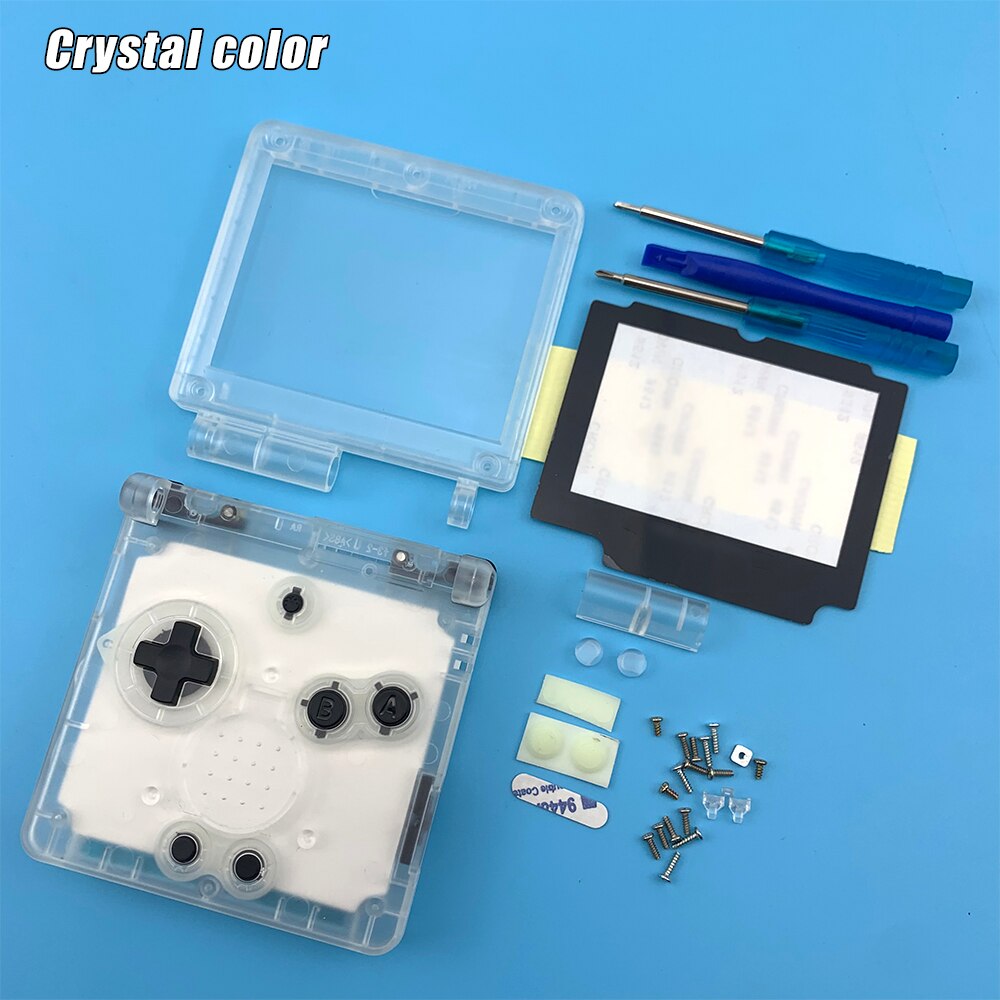 Transparent Clear white purple black Red For GameBoy Advance SP Shell For GBA SP console Housing Case Cover Colored buttons: Crystal