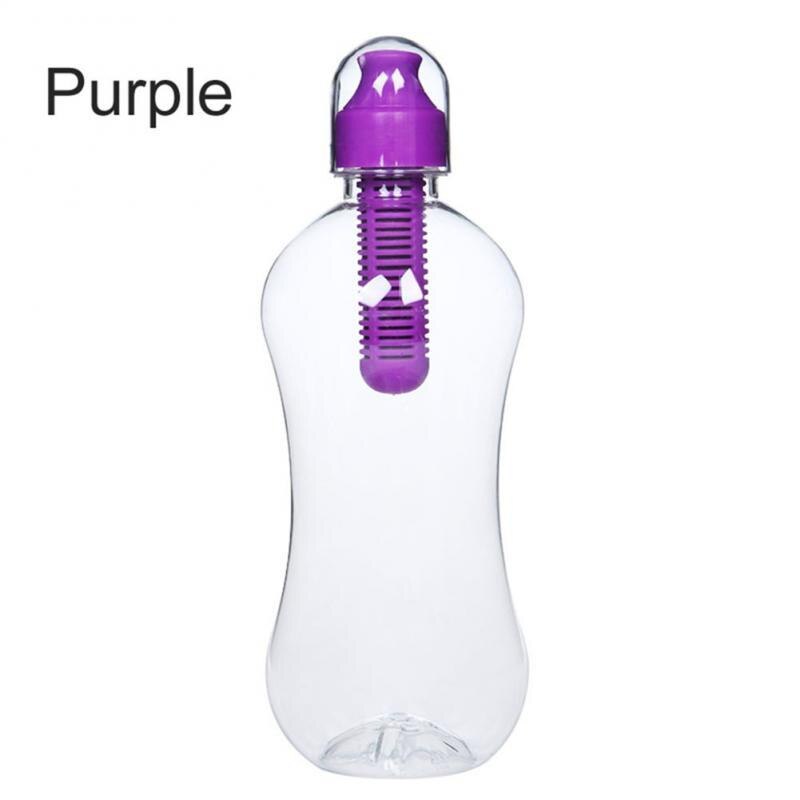 550Ml Plastic Water Hydratatie Filter Bobble Fles Draagbare Outdoor Wandelen Travel Gym Filtering Drinken Flessen Fietsen Waterkoker: purple