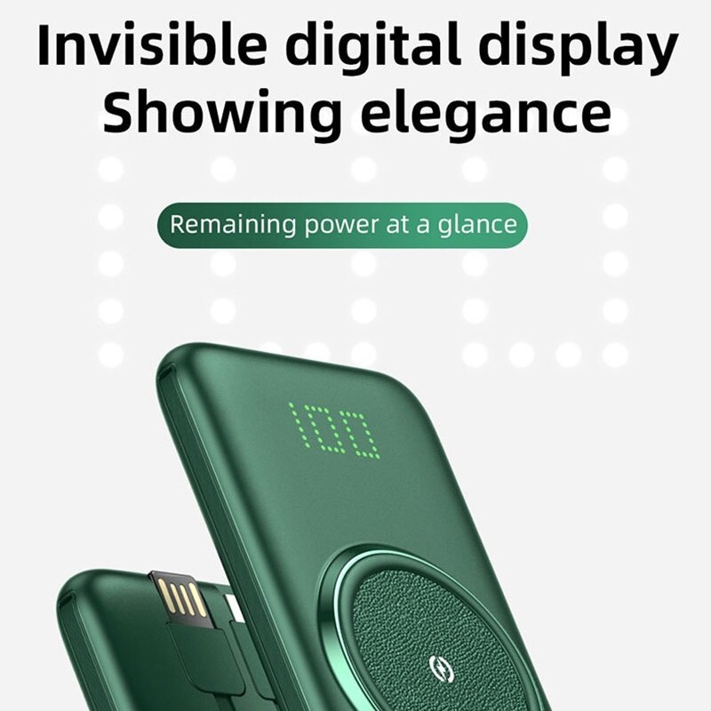 20000mAh Wireless Power Bank For Xiaomi iphone powerbank 10000mAh Invisible Power Display Portable External Battery With Cable