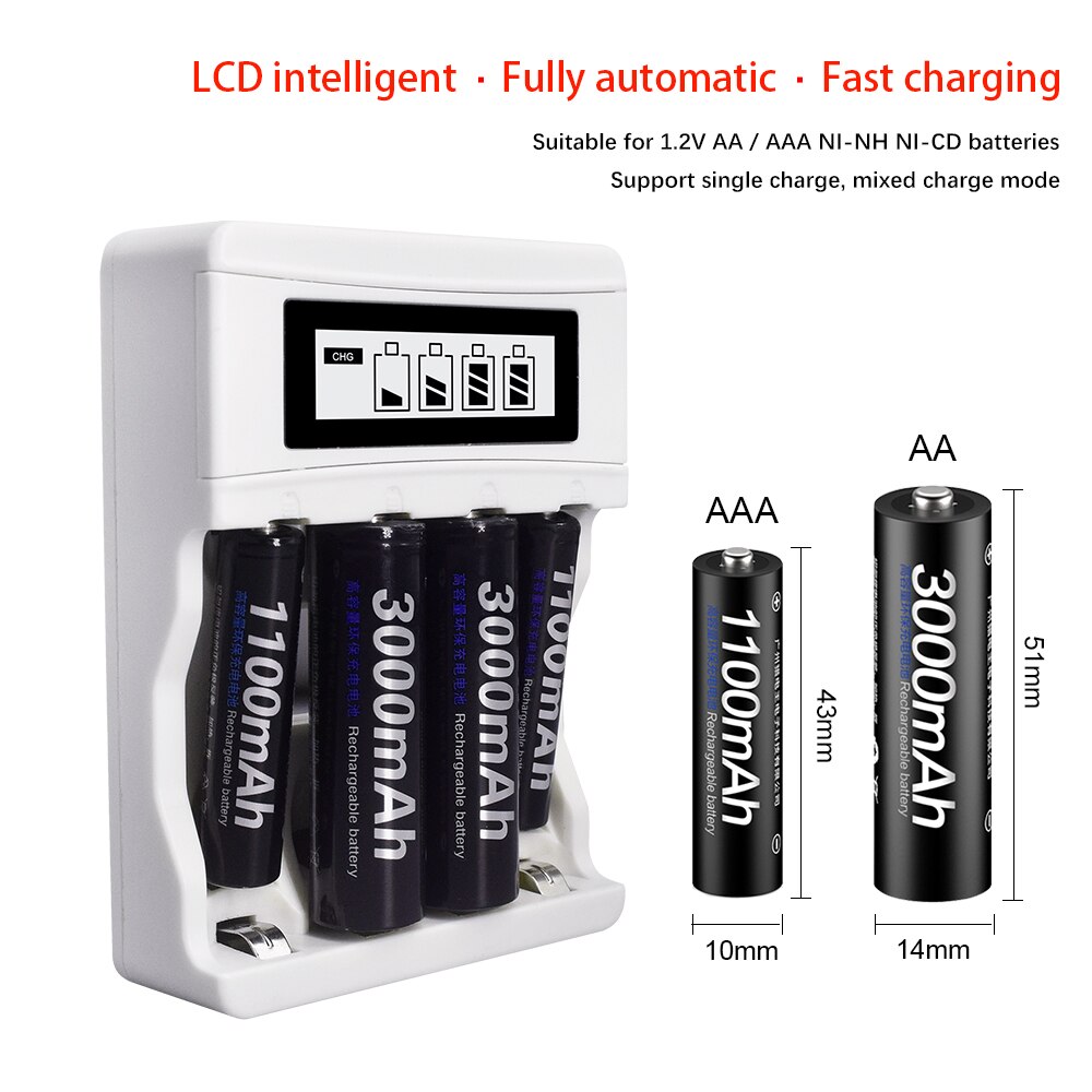 1.2V Aa Batterij Oplader Voor 1.2V Ni-Mh Aa Aaa + Aa 1.2V Oplaadbare Batterijen + Aaa Oplaadbare aaa Batterij Batterijen Voor Speelgoed