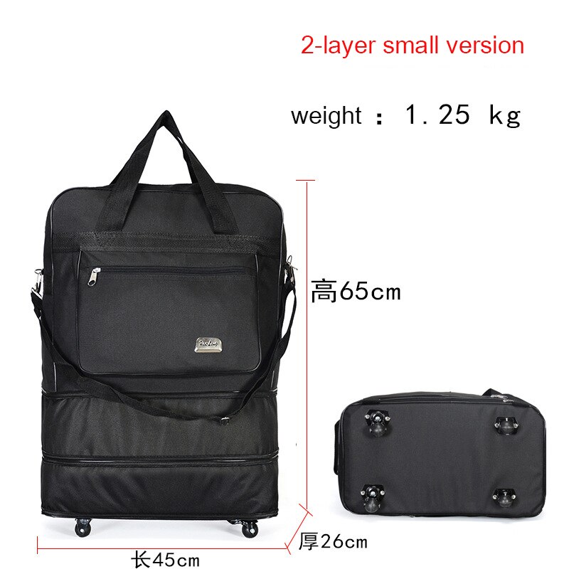Duffel Portable Travel Bag Oxford Spinning Rotating Folding Luggage Bag 158 Air Transport Bag Large Capacity Caster Travel Bags: black 3