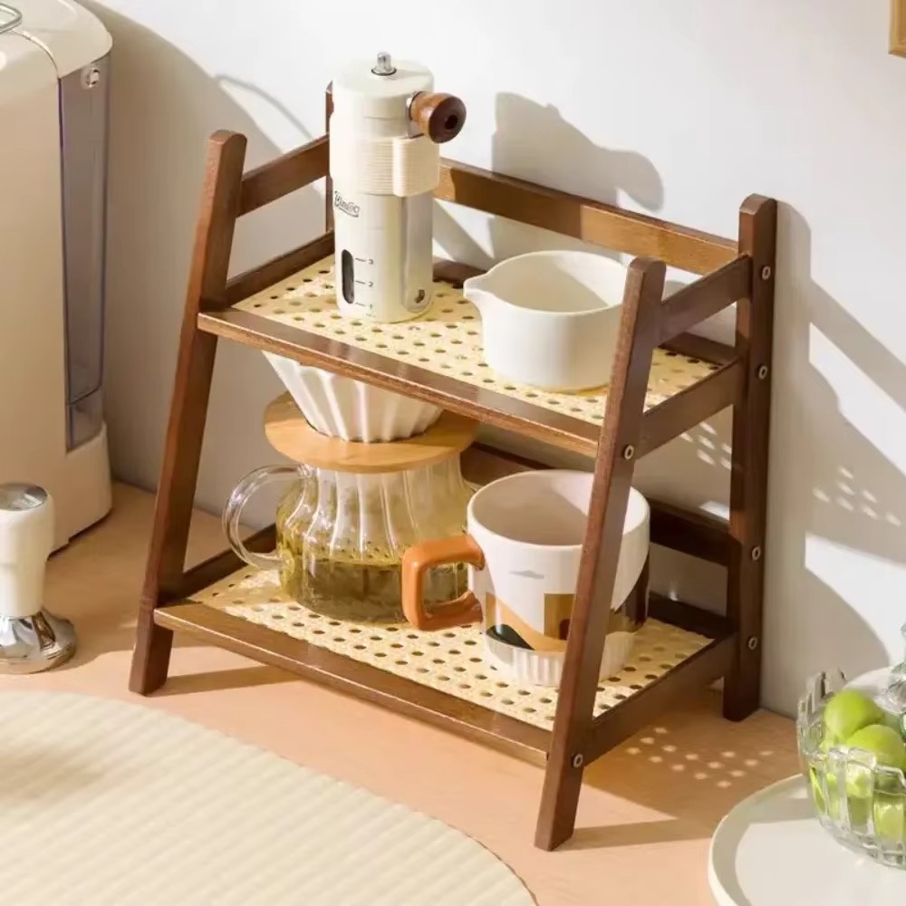Bamboe dubbellaags rek 2-laags desktop organizer displayrekken kantoorbenodigdheden kantooropslag make-up organisatie voor ijdelheid