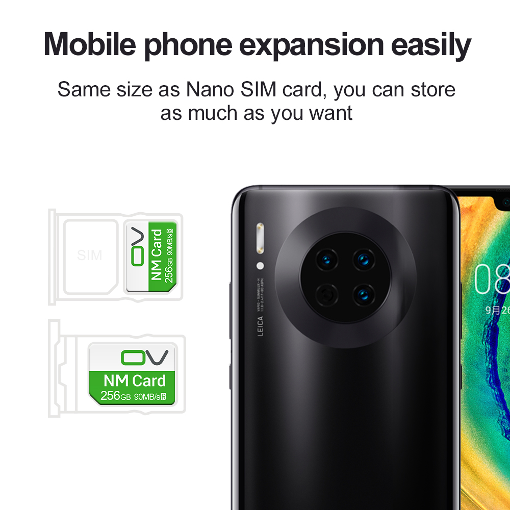 OV Mini Nano Memory Micro SD Sim Card per Huawei P30 P40 Mate 20 40 50 Pro Lite Honor Enjoy 256GB 125GB 64GB Schede NM Ncard
