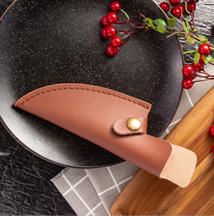5.5 Inch Meat Cleaver Hand Forged Boning Knife Serbian Chef Knife Stainless Steel Kitchen Knife Butcher Fish Knife: Brown Leather Cover
