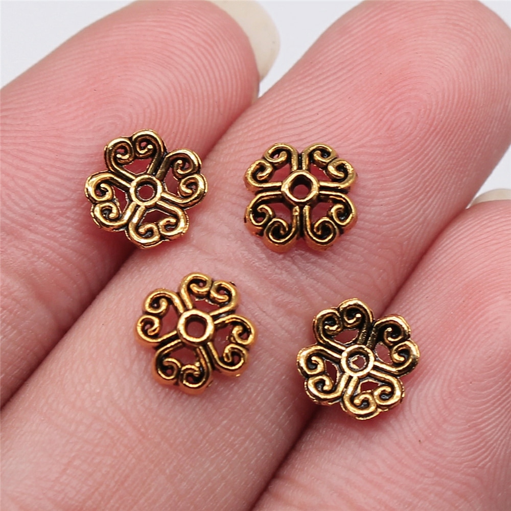 WYSIWYG 50 stücke 8x3mm Antike Gold Farbe Perle Caps Für Schmuck Machen DIY Schmuck Erkenntnisse