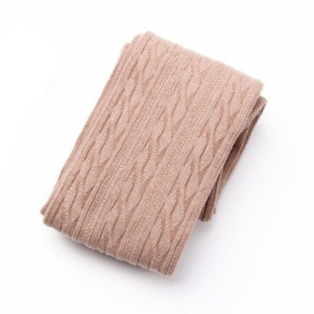 Jacquard Twist High Knee Socks Cotton Warm Thigh High Over Knee Cotton High Socks Solid ColorJapanese Student High Socks Winter: Khaki