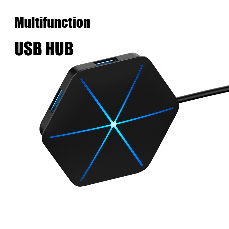 Répartiteur OTG 6 ports USB Hub, 7 modèles, avec lecteur de carte SD TF, lumière RGB Cool, USB 2.0 3.0, pour ordinateur de bureau et portable