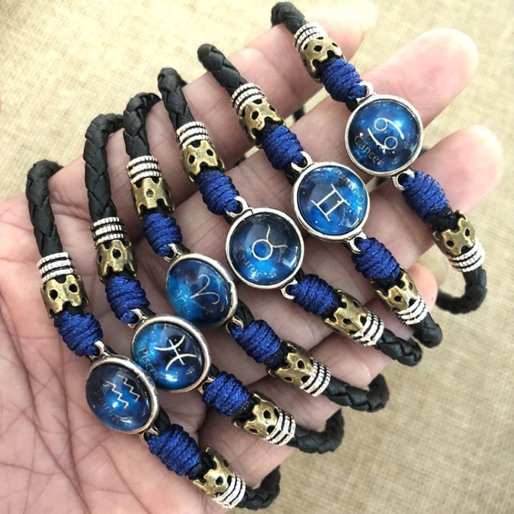 Twelve Constellation Anklets Jewelry Men Leg Bracelet Feet Accessories Male Ankle Bracelet enkelbandjes sieraden