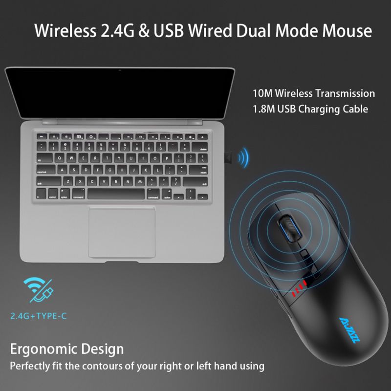 AJazz -Grade i305Pro RGB 2.4G Gaming Mouses Wireless Dual Mode Rechargeable 200-16000 DPI