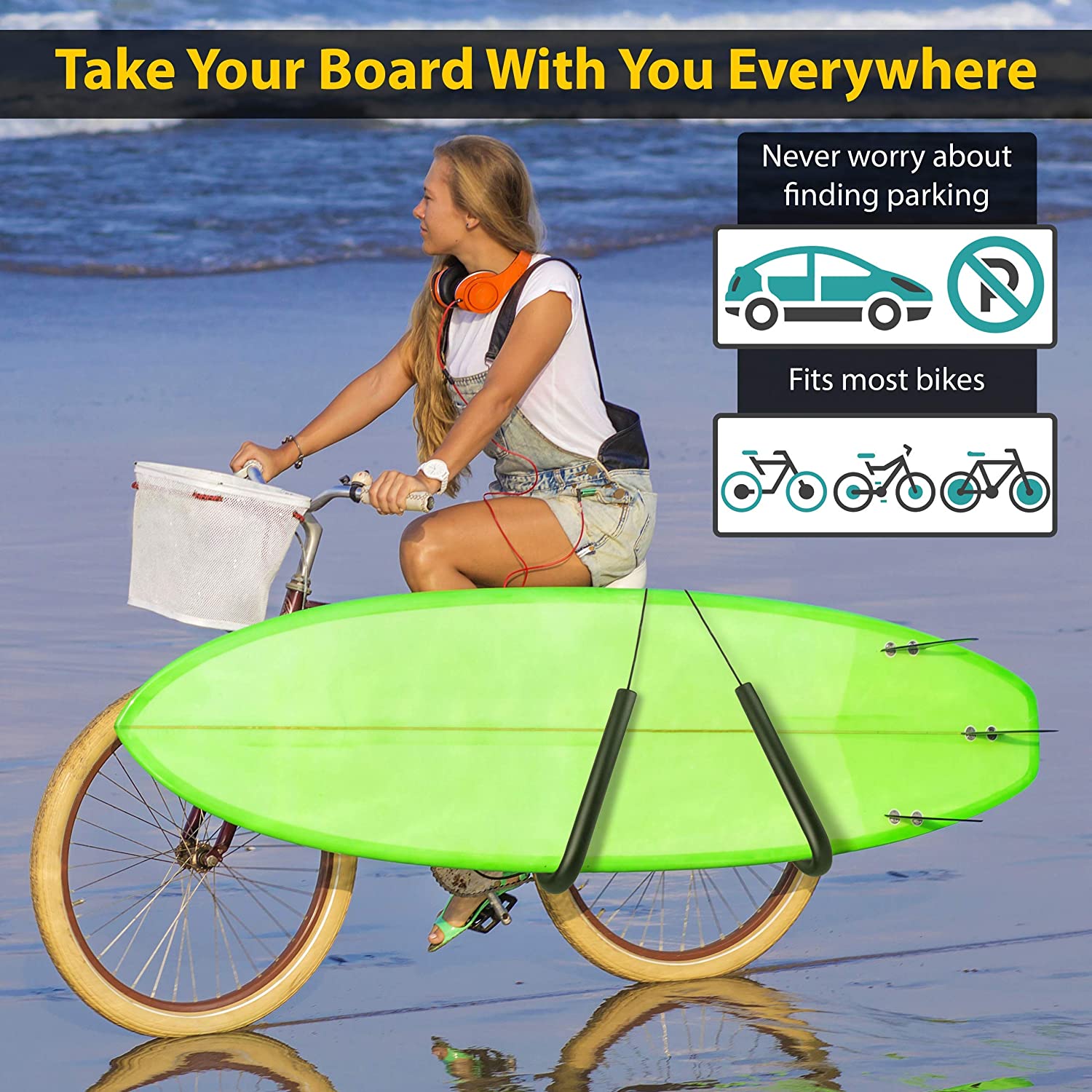 Bike Surf Rack Surfplank Fiets Mount Houder-Verstelbare Fiets Surfboard Carrier Rack Voor Shortboard Wakeboard Board