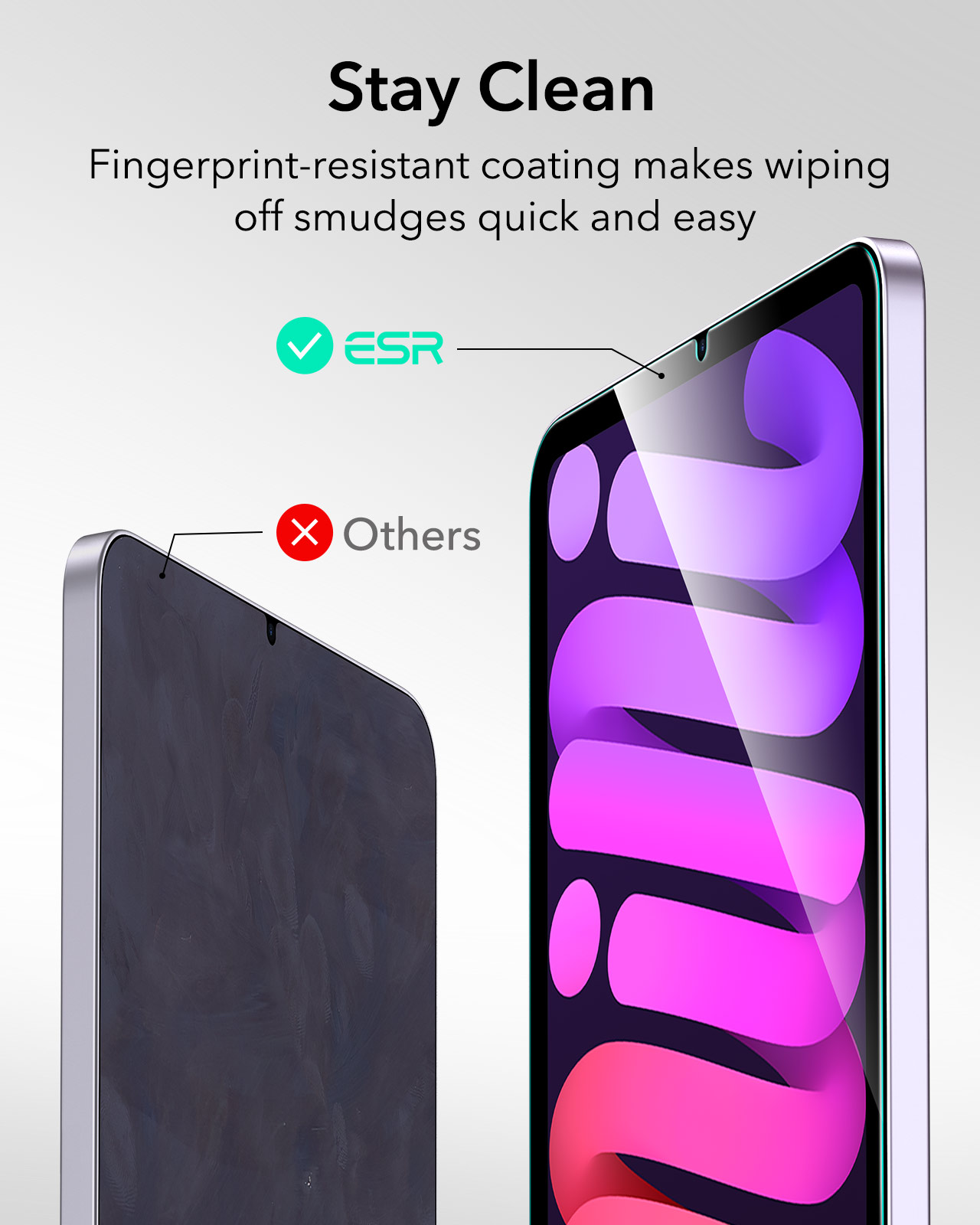 Protecteur d'écran ESR pour iPad 11/10(2025/2022) Pro 11/12.9 -2022) Film en verre trempé avec cadre pour Mini 7/6 Air 5/4