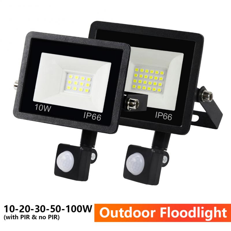 LED spotlight with sensor PIR Motion Sensor Floodlight For Outdoors 100W 50W 30W 20W 10W Wall Waterproof Lamps Garden Spotlights