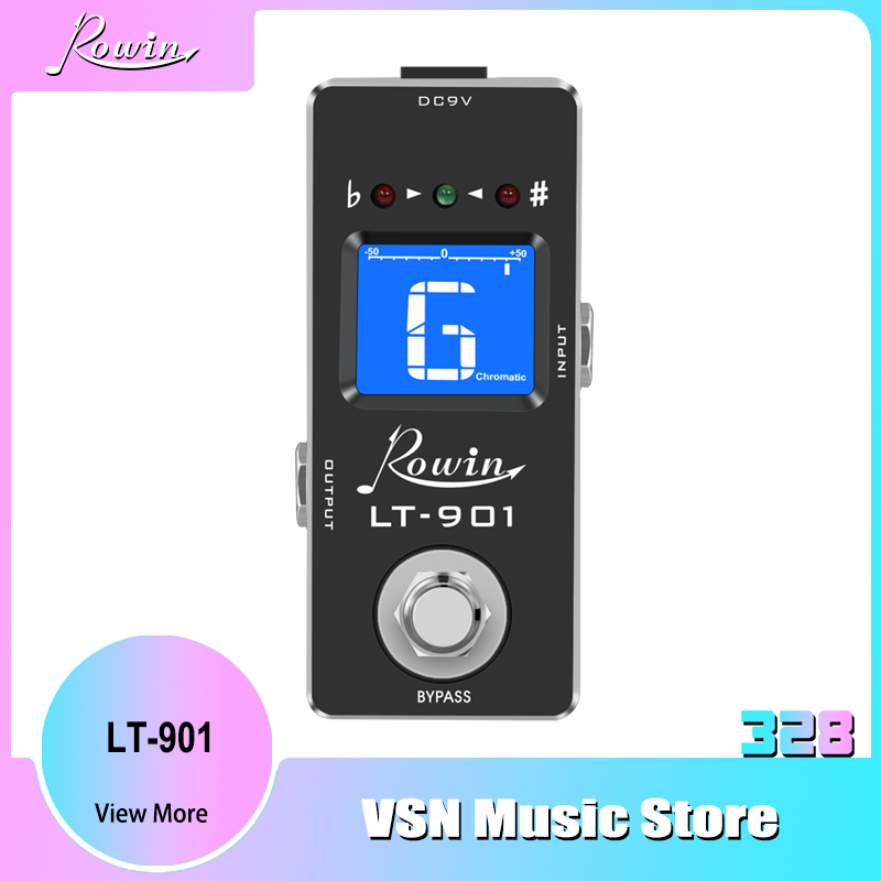Rowin Guitar Chromatic Tuner Pedal High Precision ± 1 Cent All-Metal Case Mini Size True Bypass LT-901