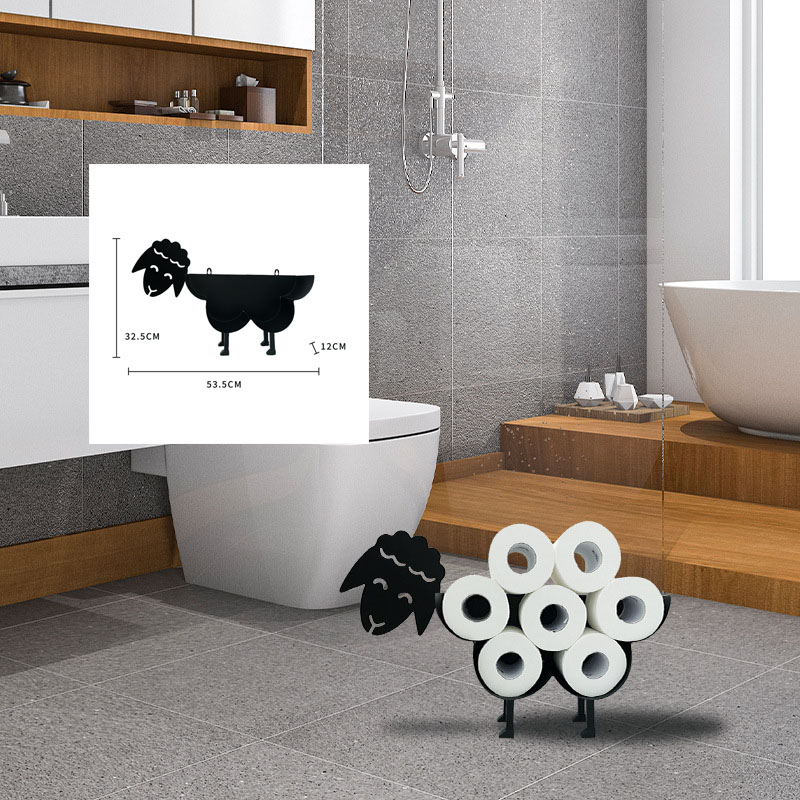Toilet Paper Roll Holder Bathroom Wall Mounted Loo Rolls Storage Metal Rack Mount Hold up 7 Rolls Novelty Sheep Holder: 005