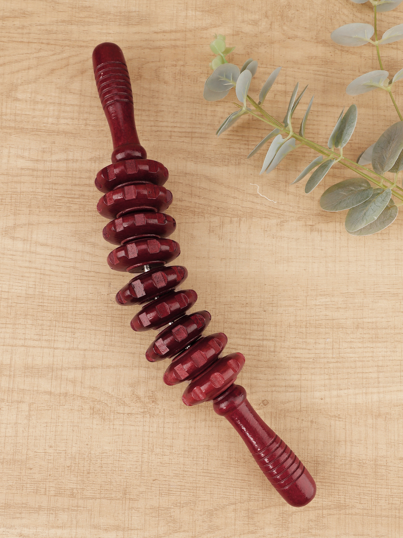 Rolo massageador de terapia de madeira, ponto de gatilho, bastão massageador para fáscia, celulite, músculo e abdômen, corpo, alívio da barriga muscular também: Dourado
