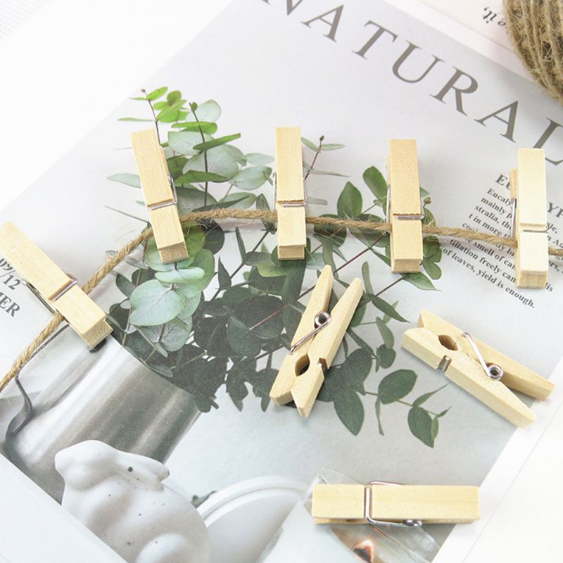 Hanging Photo Display Wall Decor With 20 Wood Clips And Light Strip Home Decor For Photo Collage Frame TasselA1