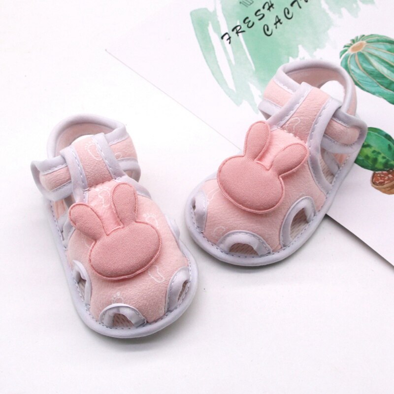 Zomer babyschoentjes babymeisje holle zachte zool prinses wiegschoentjes konijnenpatroon prewalkers