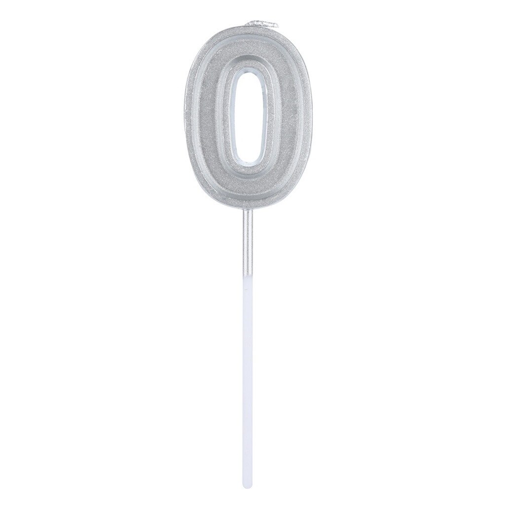 1PC Silver Number 0-9 Birthday Numeral Candles Light Home Wedding Birthday Party Decoration Led Candles birthday candle L300110: J