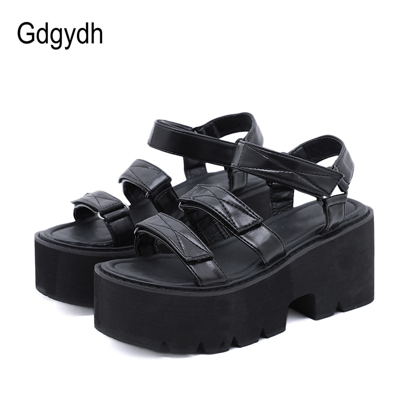 Gdgydh Zomer Nieuws Vrouwen Sandalen Schoenen Open Teen Dikke Platform Hoge Hakken Sandalen Zwarte Vrouwelijke Schoenen Rome Stijl Maat 34-40