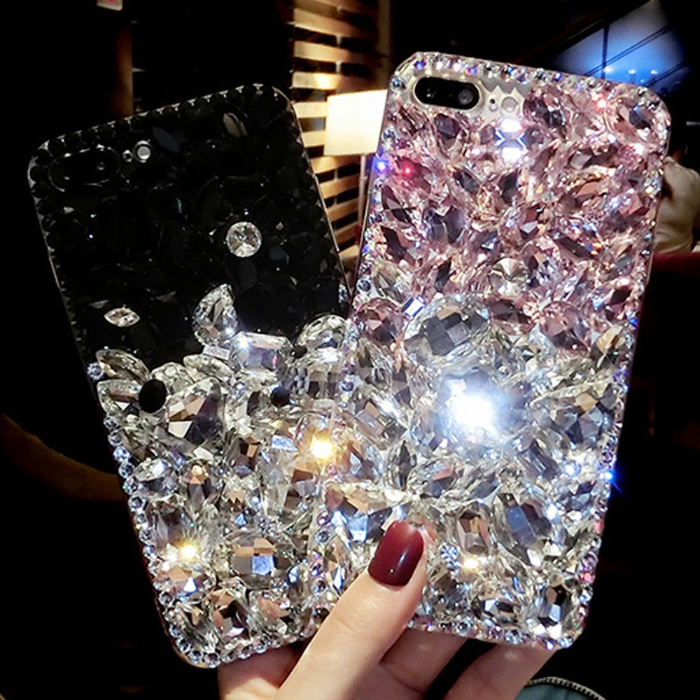 Coque de téléphone à strass 3D, étui rose scintillant pour Samsung Galaxy J3 J5 J7 A3 A5 A7 A8 A9 J310 J510 A310 A510 A710