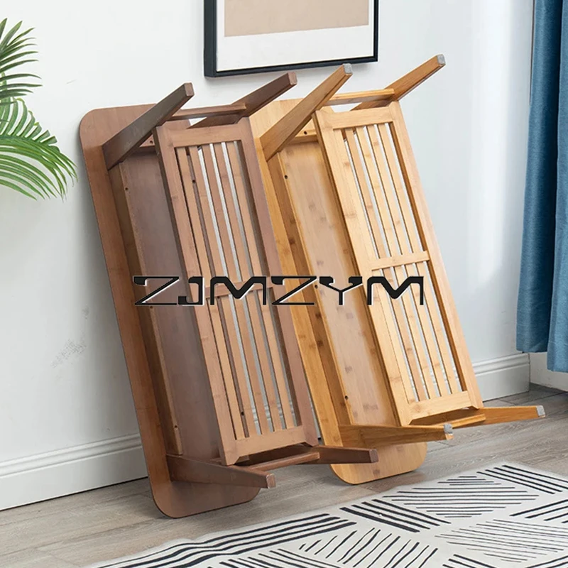 Tabouret de chaussure de porte de maison en bois, tabouret long nordique, chaussure de porte intégrée, meuble de salon T1