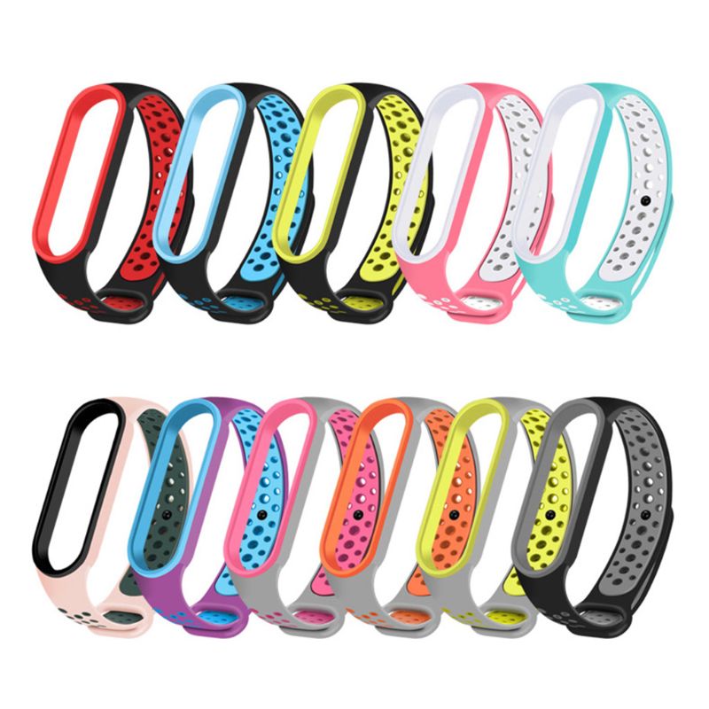 Vervangende zachte siliconen polsband met driekleurige horlogeband voor de xi-aomi mi band 5 slimme armband