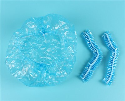 1pc engangs brusebadshuer, der behandler klare plasthætter til spa til hjemmebrug, hotel og frisørsalon: 2
