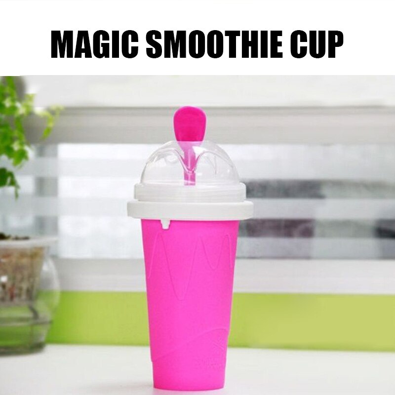Slushie – tasse à smoothie rapide, tasse de refroidissement à double couche, à presser, fabricant de Slushy fait maison MD7: Rose red