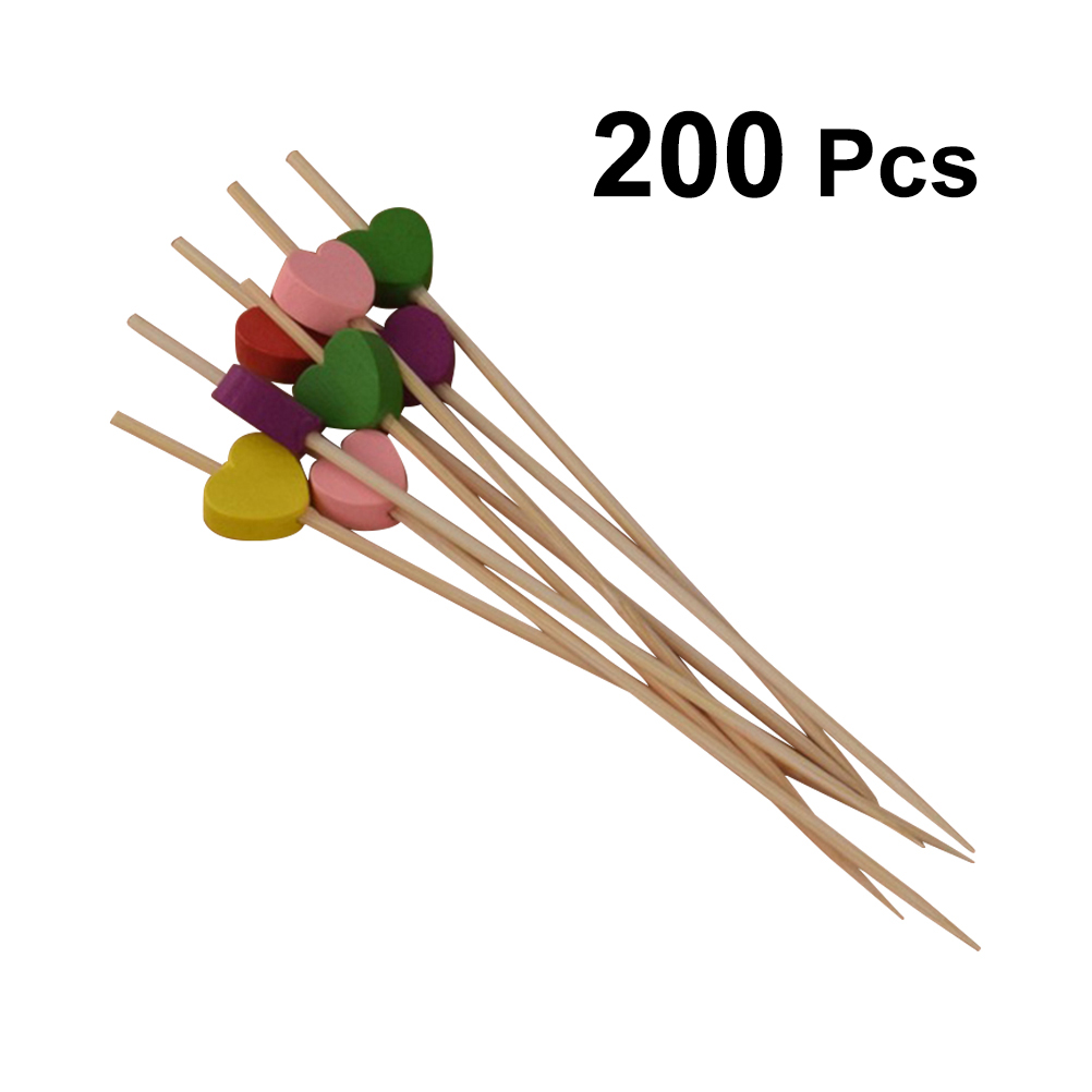 200 Pcs 12 cm Cocktail Picks hartvormige Handgemaakte Creatieve Cocktail Sticks Fruit Picks Voorgerecht Picks voor Banket Carnaval