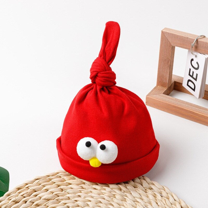 Bonnet tricoté à gros yeux pour garçon et fille, Bonnet de dessin animé mignon au Crochet pour bébé et enfant, printemps été: Rouge