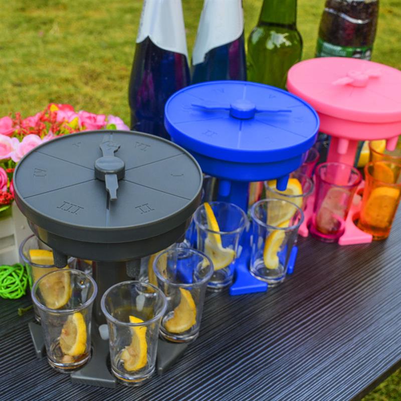 4-In-1 Wine Glass Beer Glass Dispenser With Game Turntable Dispenser Holder 6 Glass Dispensers Party Pour Drink Dispenser