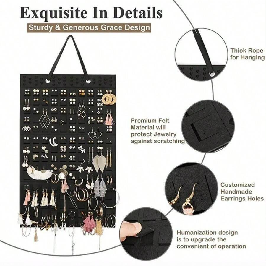 300Pairs Hanging Jewelry Organizer Bag for Earrings Necklace Bracelets Display Storage Double Sided Felt Rotating Hanger Joyero