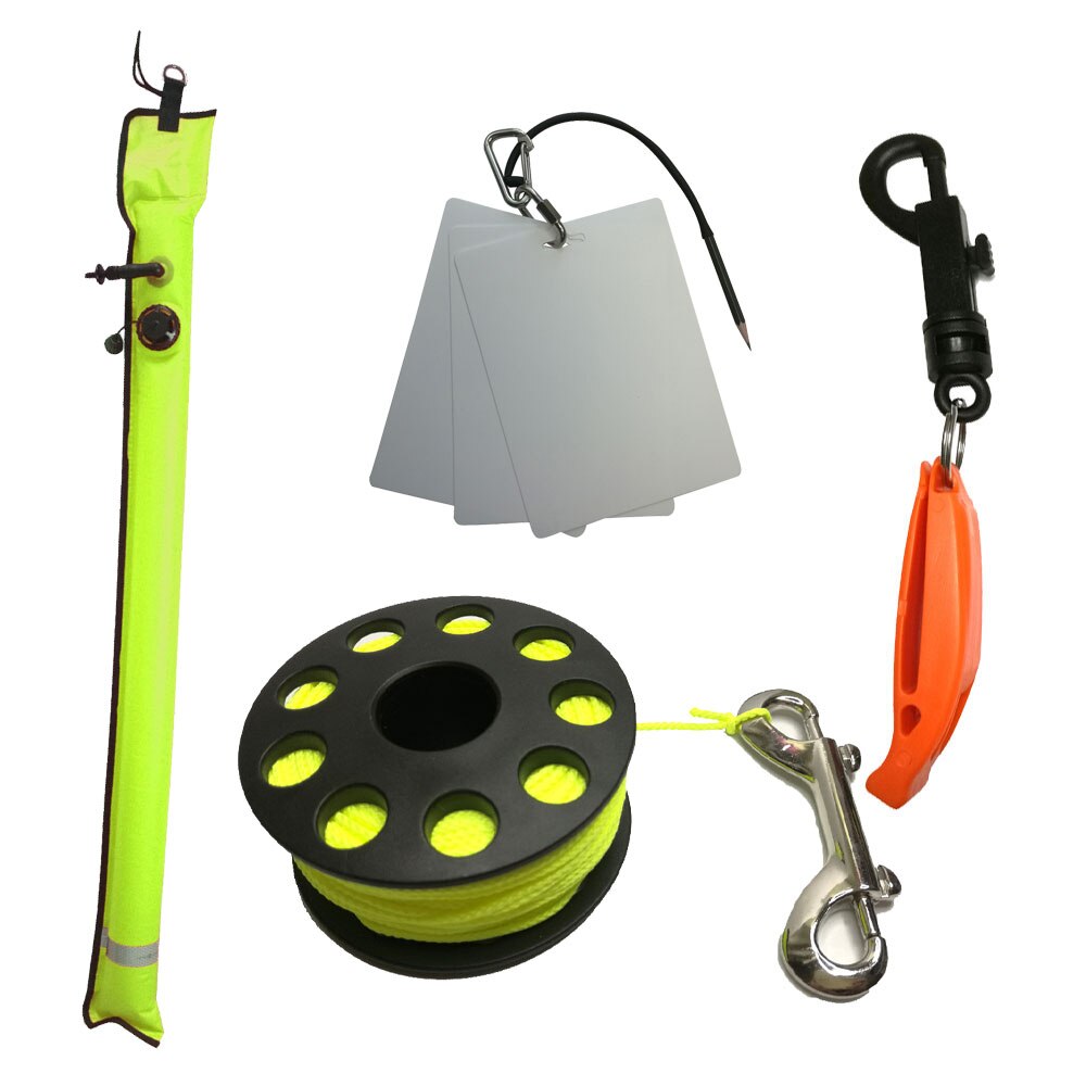 Underwater Writing Slate Board 30m Scuba Diving Reel Finger Spool Scuba Diving Wreck 1M SMB Surface Signal Marker Buoy: 4 pieces