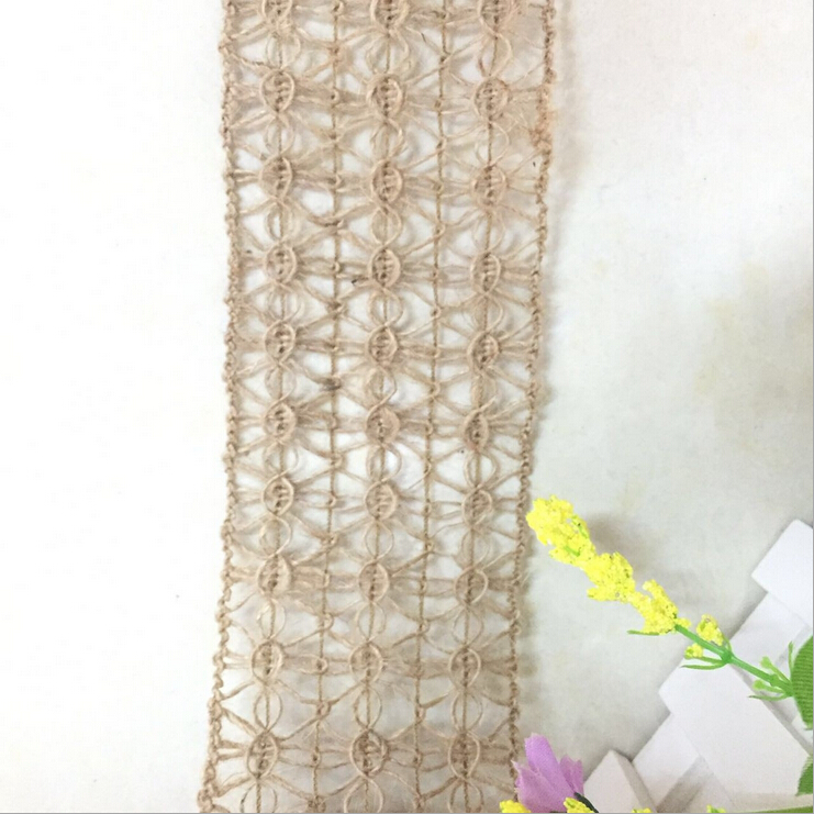 Milieuvriendelijke 100% jute fancy weaved kwastje touw 6 cm breed prijs voor 5 meters lange gratis laagste prijs