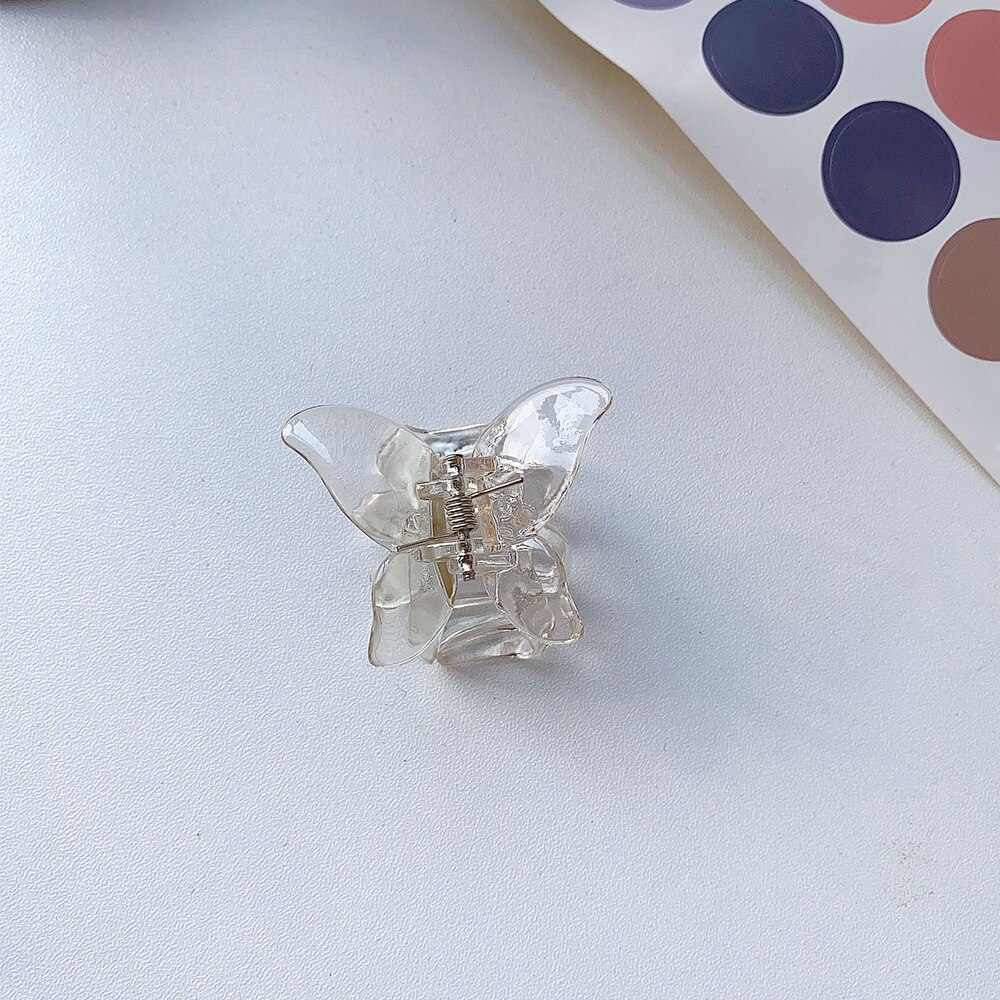 7 farver mini sommerfugle hår klo krabbe clips hovedbeklædning ,1pc koreansk stil kvinder piger gennemsigtig sommerfugl hår klo: Champagne
