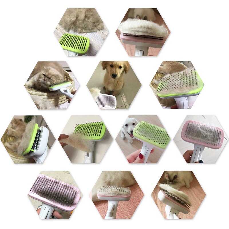 Brosse anti-poils pour chiens et chats, peigne auto-nettoyant, élimination des poils des animaux de compagnie, accessoire de toilettage