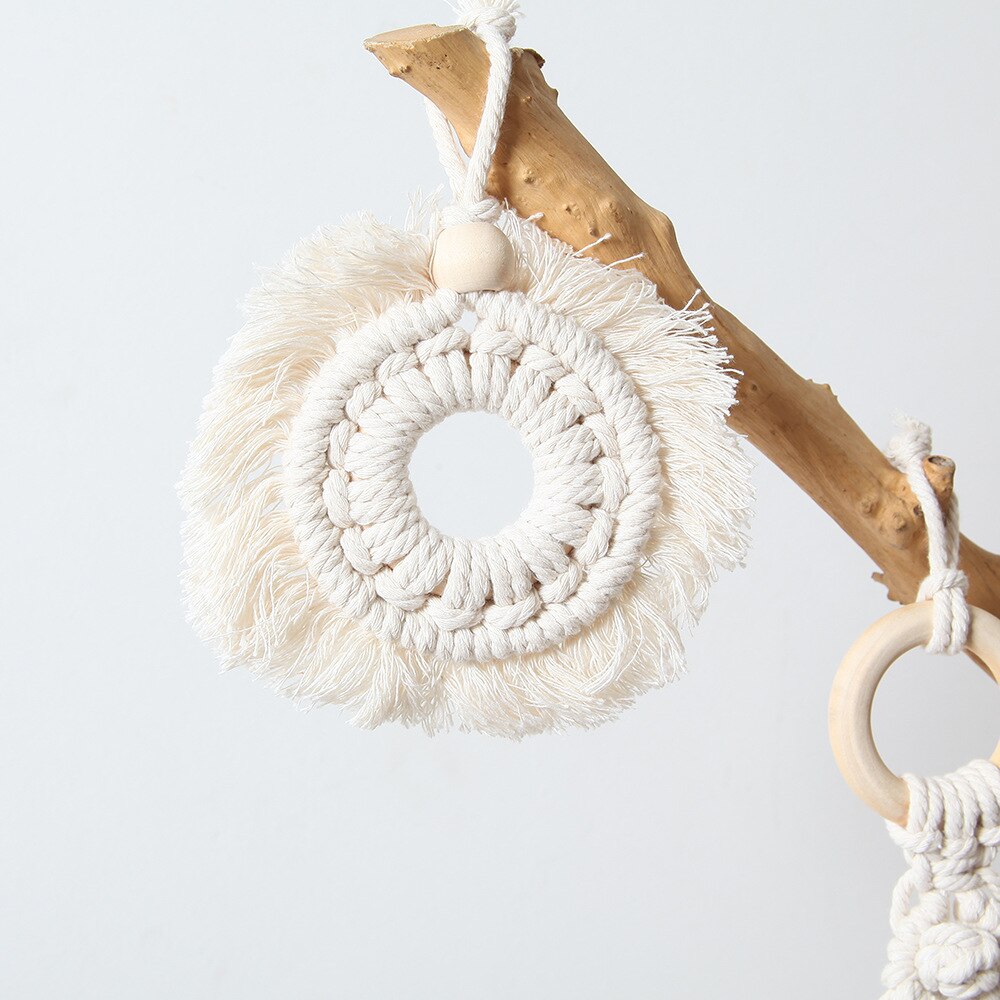 Nordique macramé tenture murale en coton tissé à la main petite tapisserie murale enfants chambre tête de lit accessoires Photo Boho arbre de noël décor