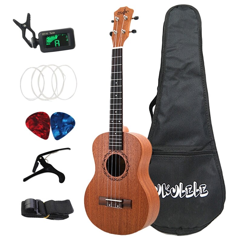 26 tommer ukelele tenor sapele akustisk guitar guitar mini hawaii fulde sæt ukulele guitar til begyndere børn: Default Title