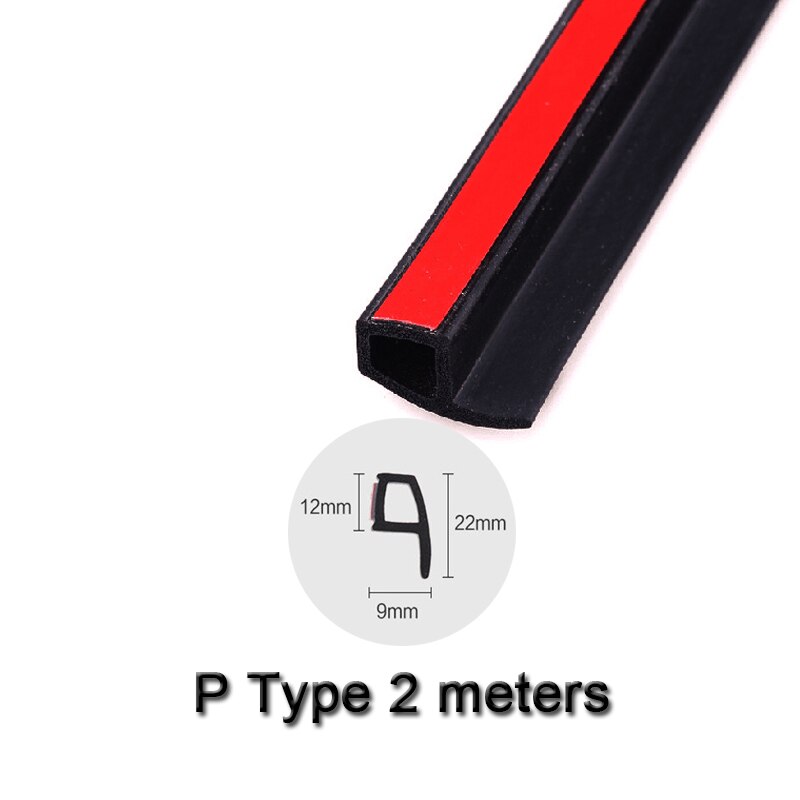 2 meter B Z P D Type Auto Rubberen Afdichting Geluidsisolatie Tochtstrip Edge Trim Geluidsisolatie Auto Deur Afdichting strip Stickers: P Type